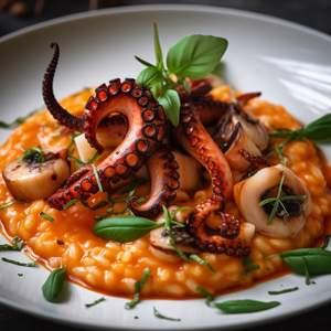 Risotto ai frutti di mare all'isolotto di seppia e polpo