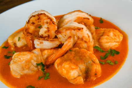 Lotte avec Crevette + Sauce Tomate