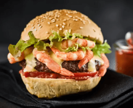 Burger Crevette Viande Hachée
