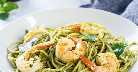 Pasta ai Gamberi e Pesto