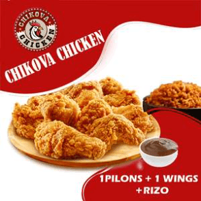 3 pilons crispy avec frites et rizo