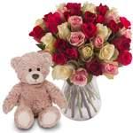 Bouquet De 20 Roses Avec Nounours