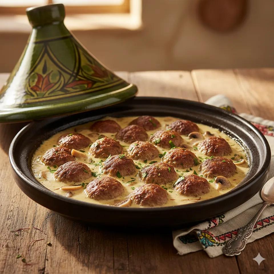 Tajine Kefta Sauce Blanche au Champignons