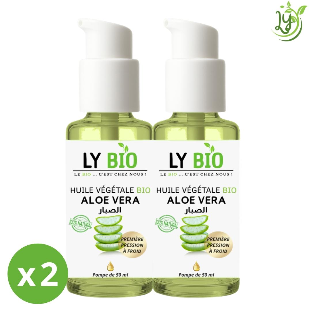 Lybio Pack Huile Aloe Vera 50ml - Pompe Lot De 2 Bouteilles