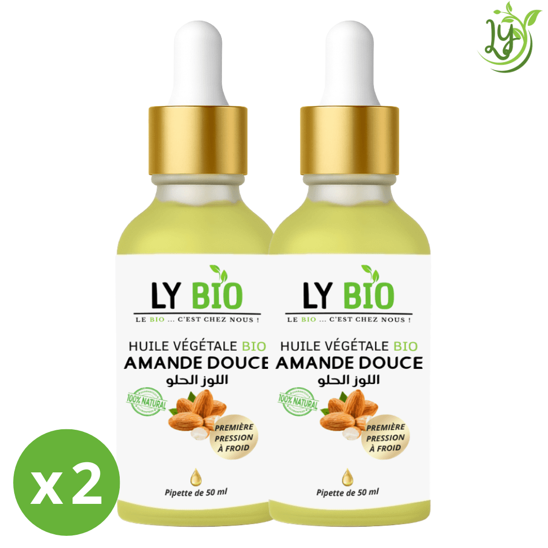 Lybio Pack Huile Amande Douce 50ml - Pipette Lot De 2 Bouteilles