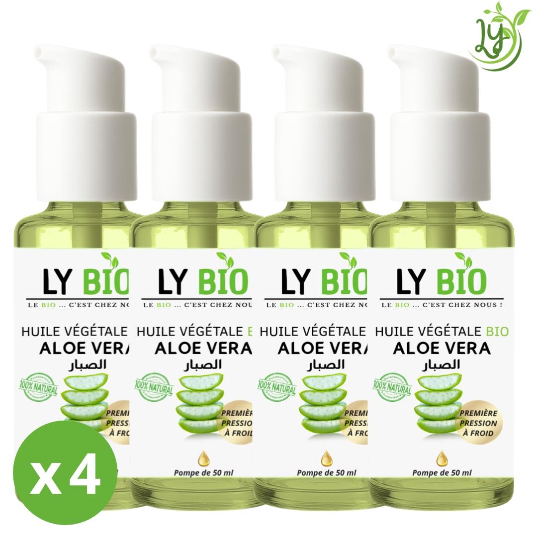 Lybio Pack Huile Aloe Vera 50ml - Pompe Lot De 4 Bouteilles