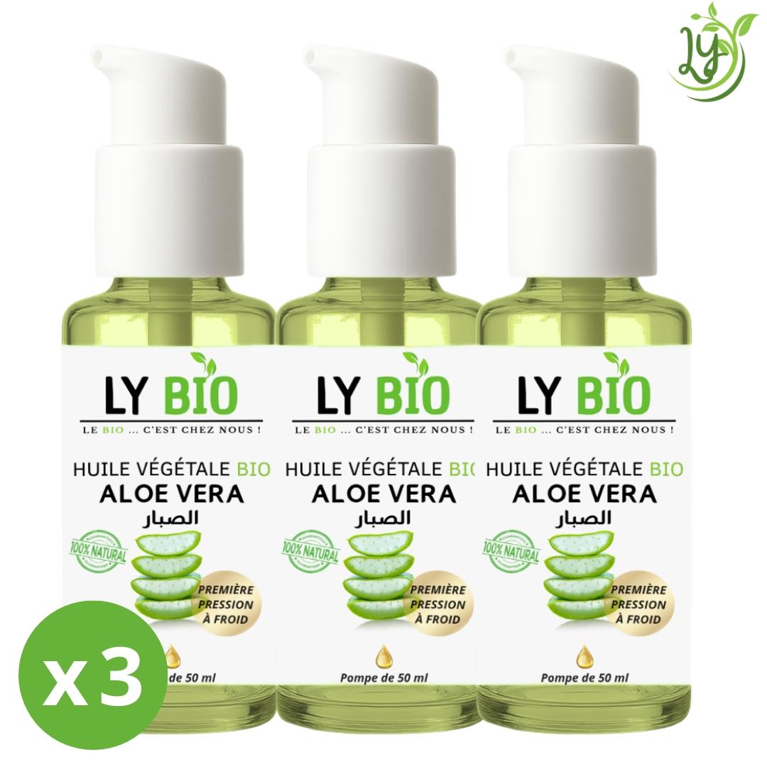 Lybio Pack Huile Aloe Vera 50ml - Pompe Lot De 3 Bouteilles