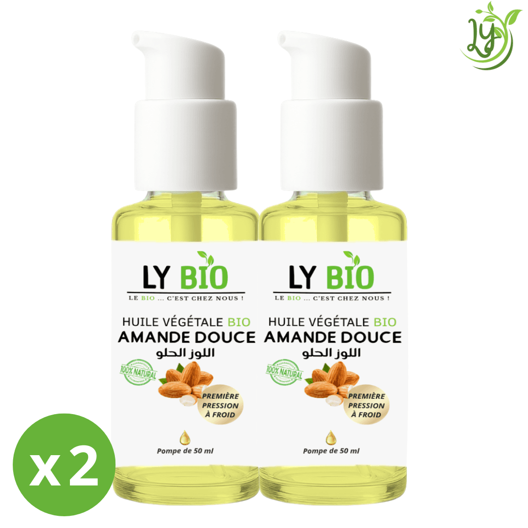 Lybio Pack Huile Amande Douce 50ml - Pompe Lot De 2 Bouteilles