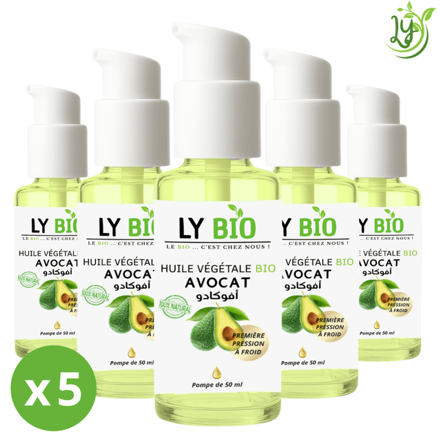 Lybio Pack Huile Avocat 50ml - Pompe Lot De 5 Bouteilles