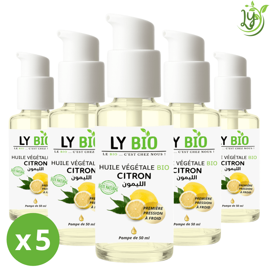 Lybio Pack Huile Citron 50ml - Pompe Lot De 5 Bouteilles