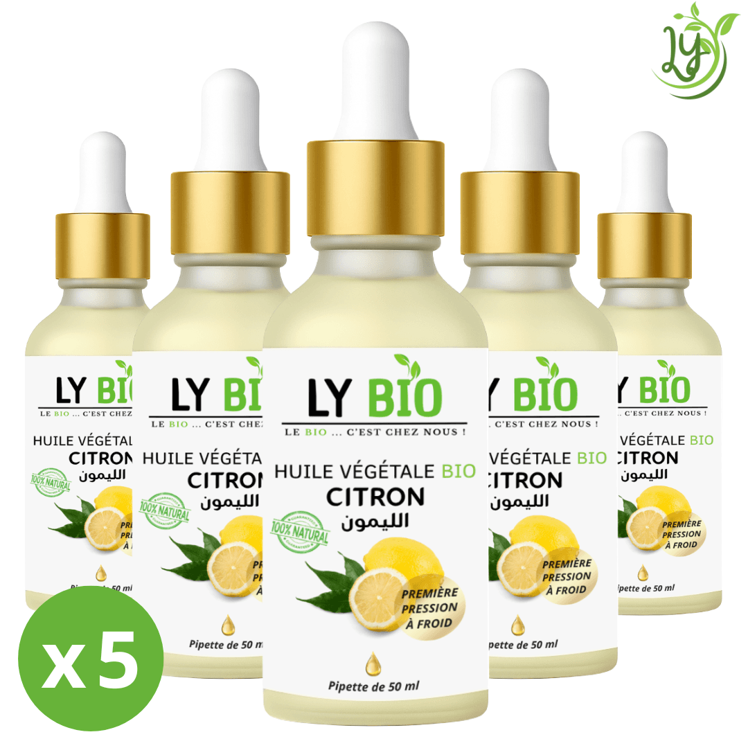 Lybio Pack Huile Citron 50ml - Pipette Lot De 5 Bouteilles