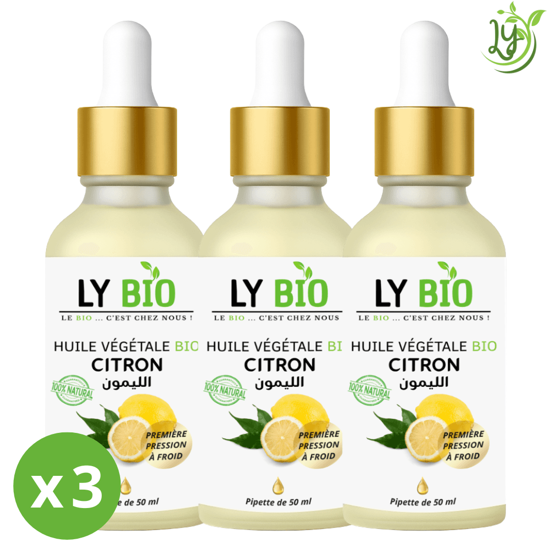 Lybio Pack Huile Citron 50ml - Pipette Lot De 3 Bouteilles