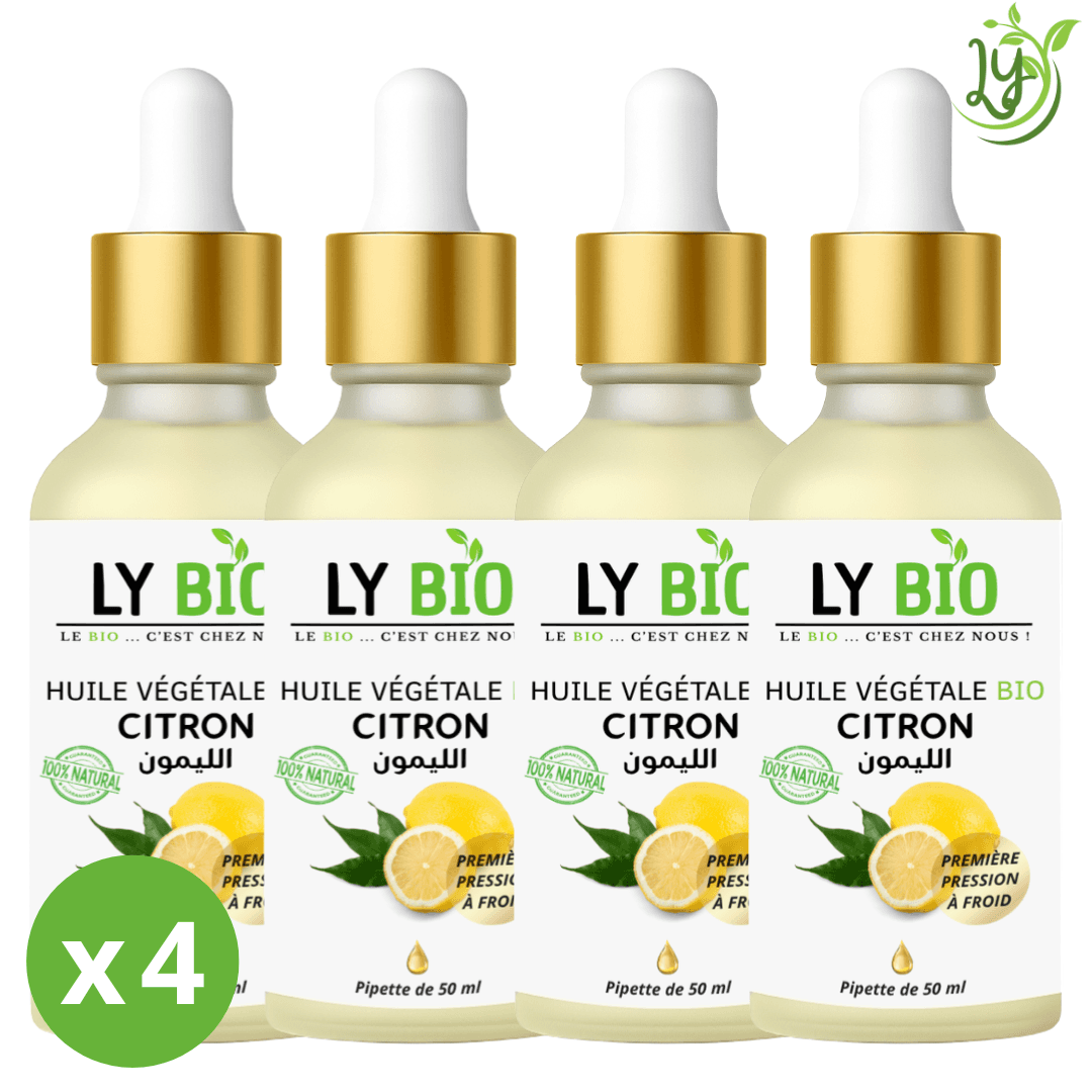 Lybio Pack Huile Citron 50ml - Pipette Lot De 4 Bouteilles