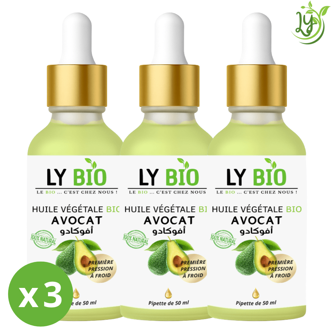 Lybio Pack Huile Avocat 50ml - Pipette Lot De 3 Bouteilles