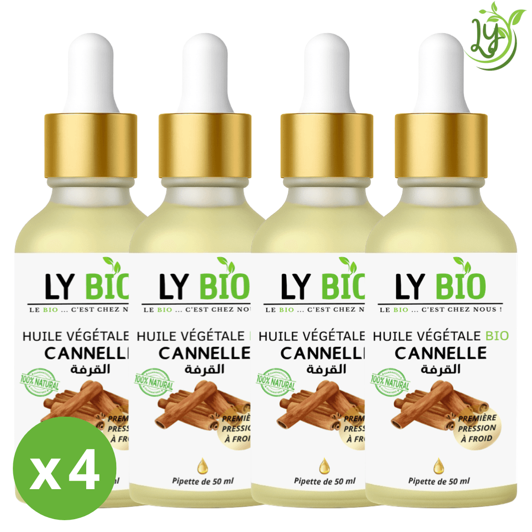 Lybio Pack Huile Cannelle 50ml - Pipette Lot De 4 Bouteilles