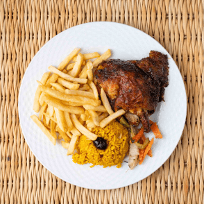 1/4 Poulet Sur Feu De Bois