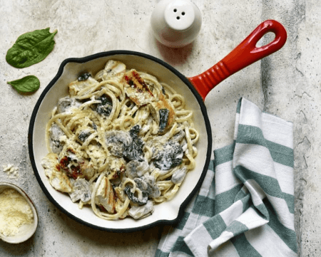 Pâtes Escalope à la Crème aux Epinards