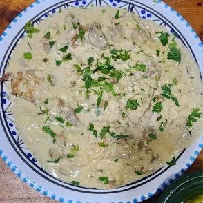 Plat escalope à la crème au champignons