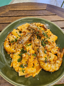 Rigatoni sauce rosée maison crevettes