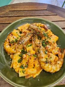 Rigatoni sauce rosée maison crevettes