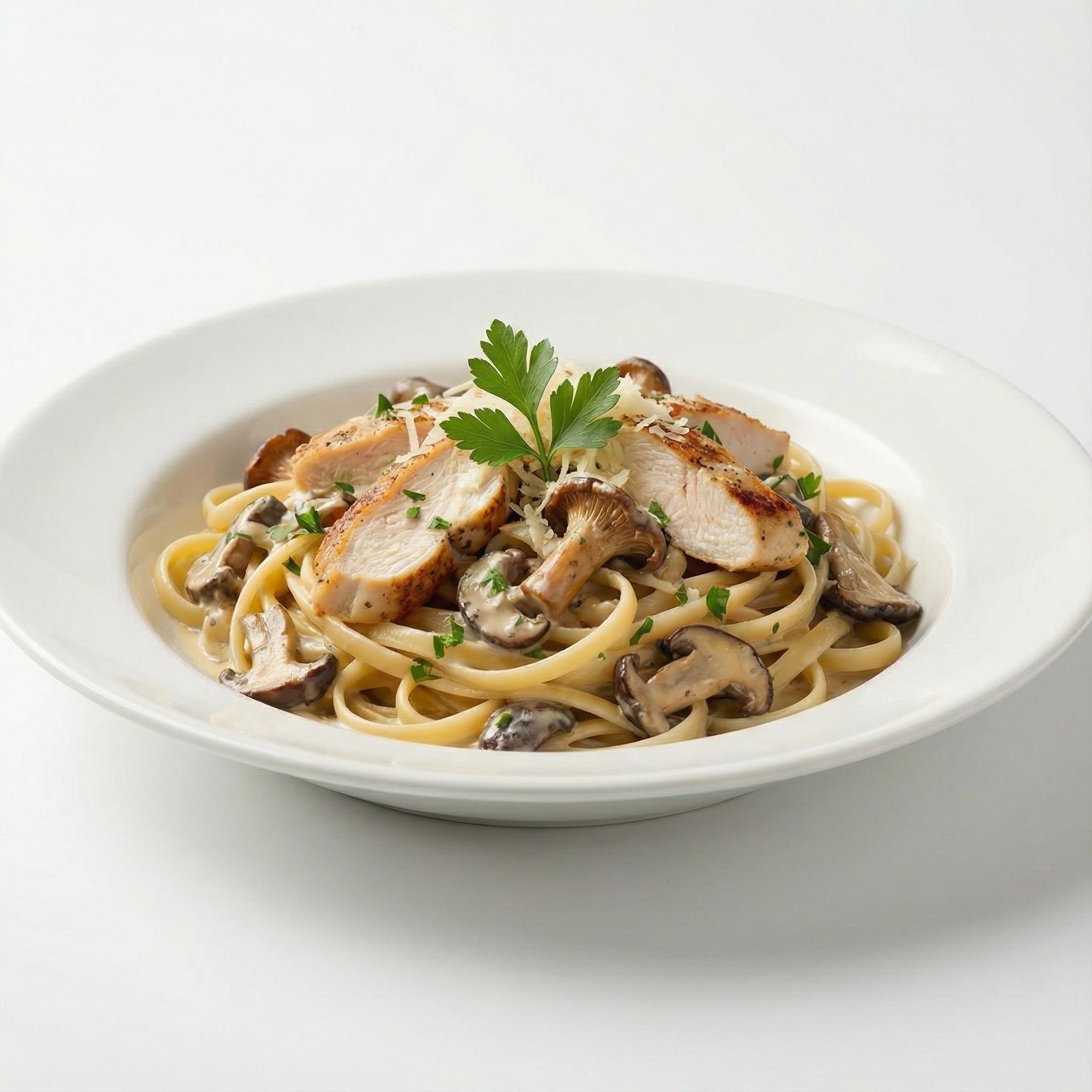 Linguine au poulet et champignons