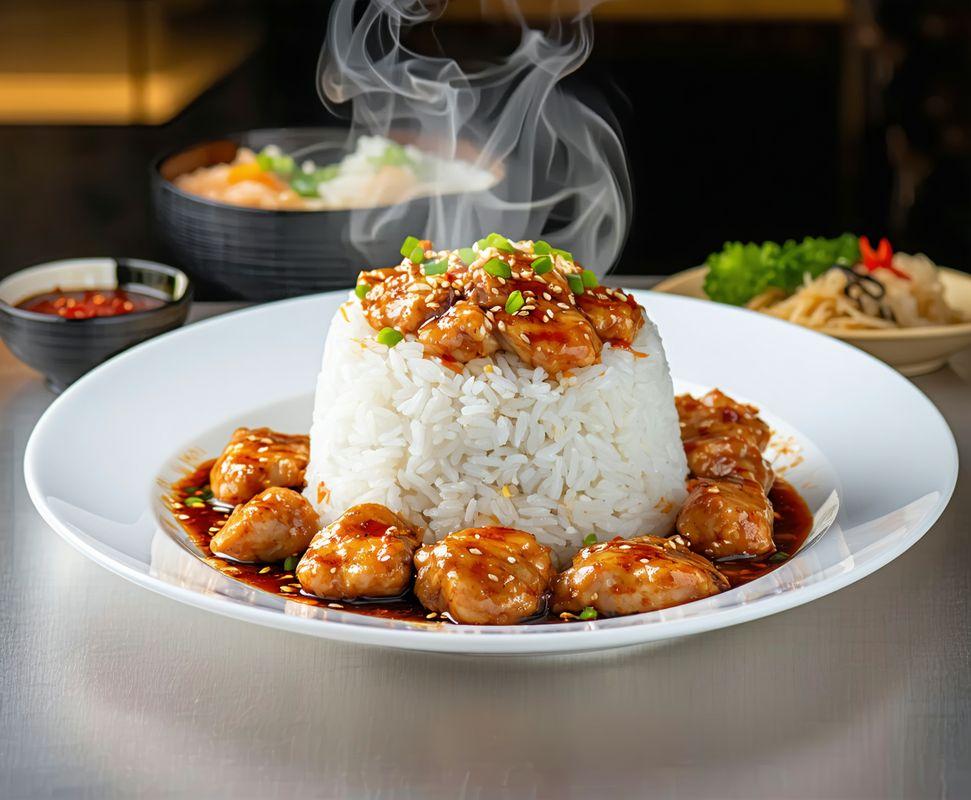 Riz blanc dynamite poulet