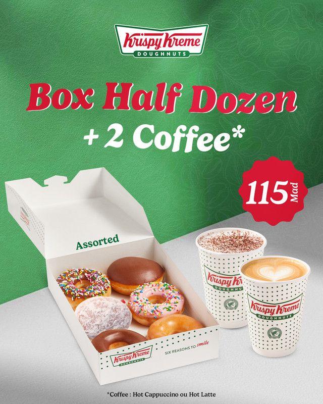 Half Dozen Box + 2 Hot Drinks
