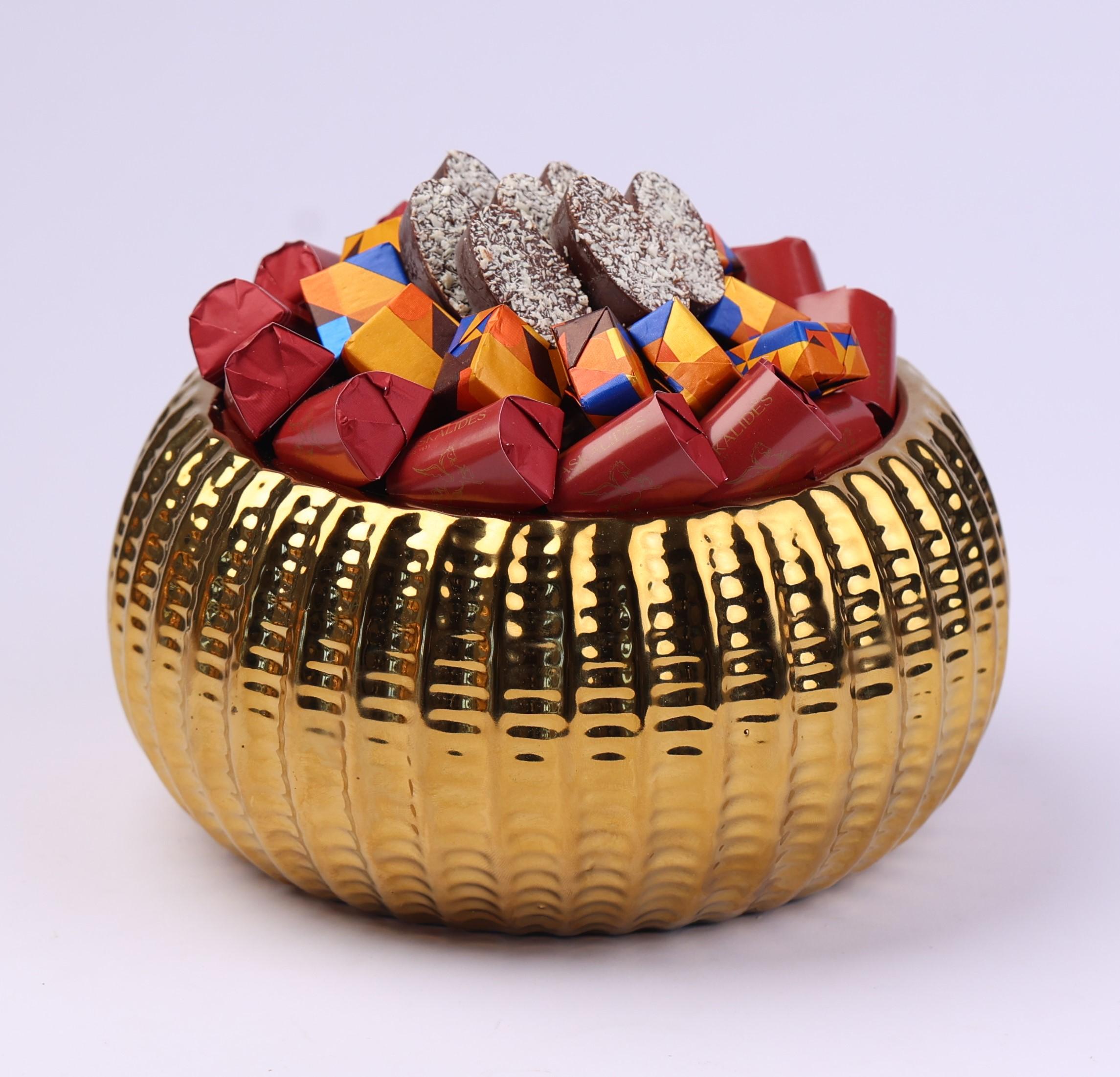 Bol rond en céramique doré martelé MM -450g