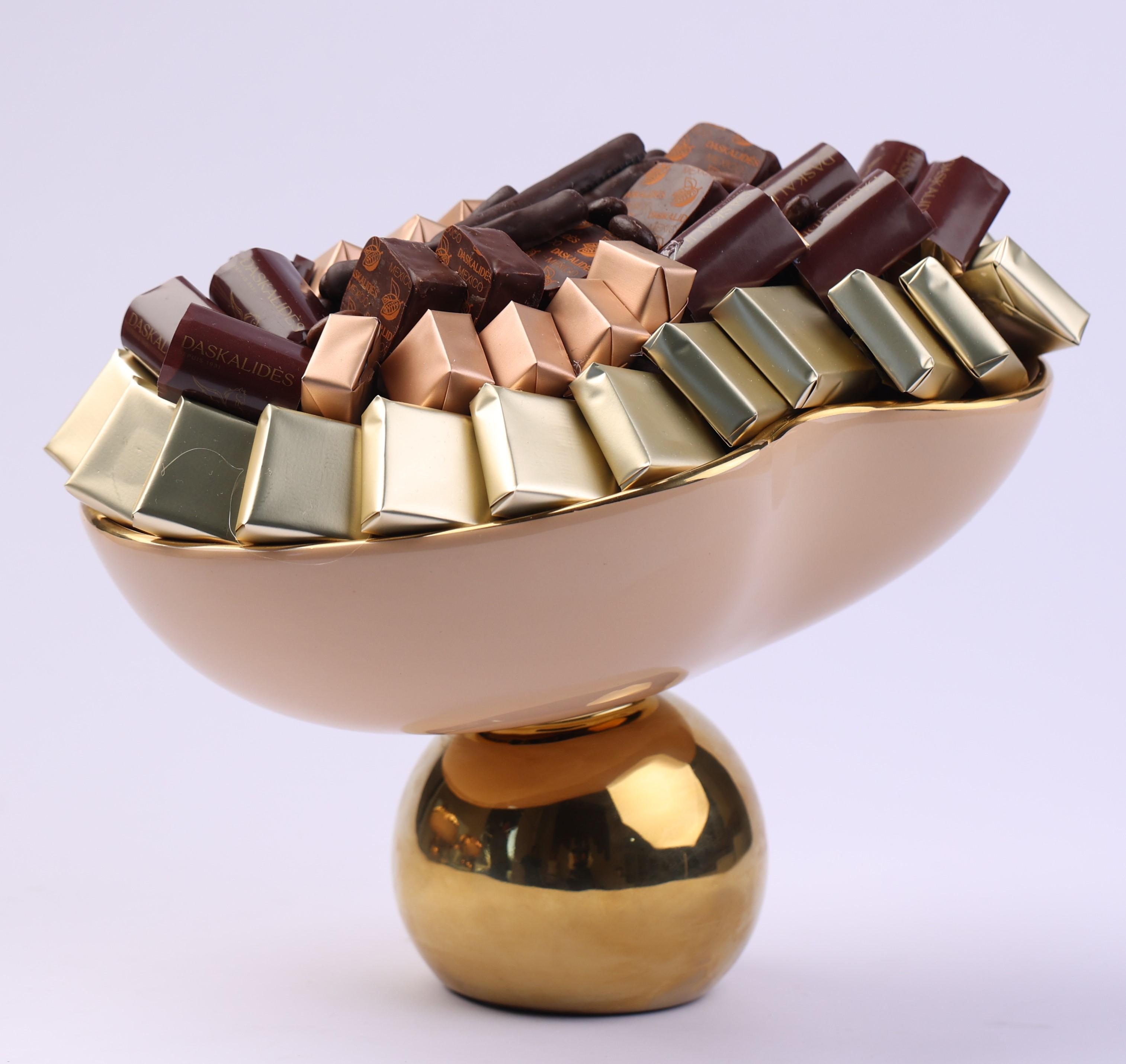 Coupe inclinée design en céramique sur pieds sphérique -800g