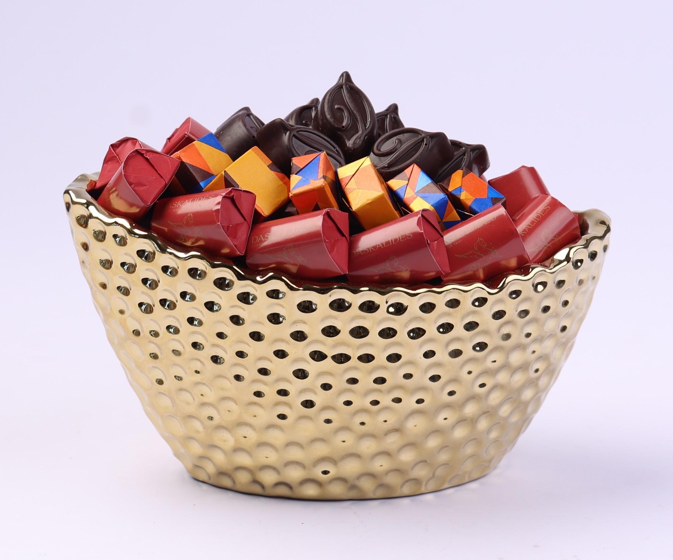 Coupe en céramique martelée dorée PM -400g