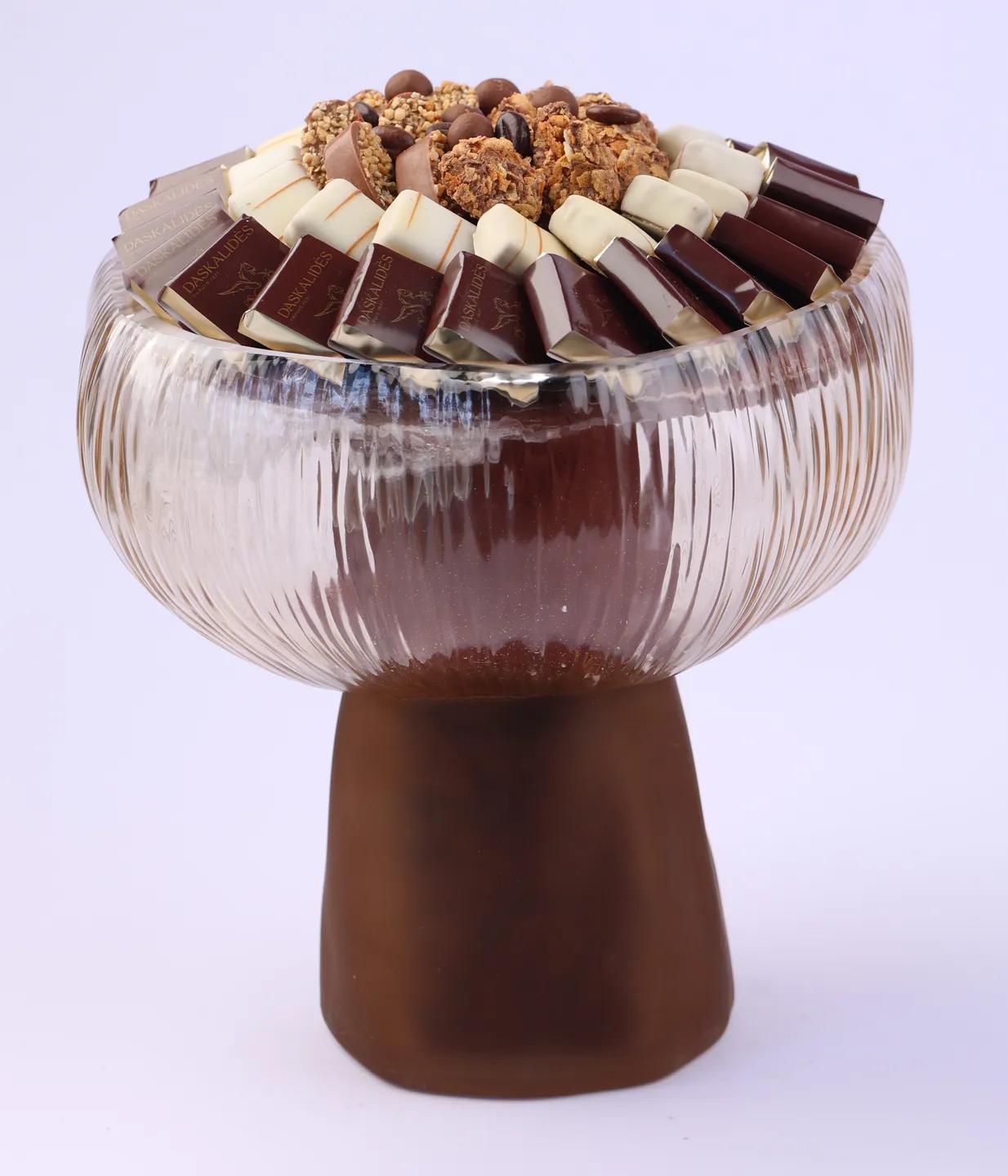 Coupe en verre ambré avec base tentée GM -800g