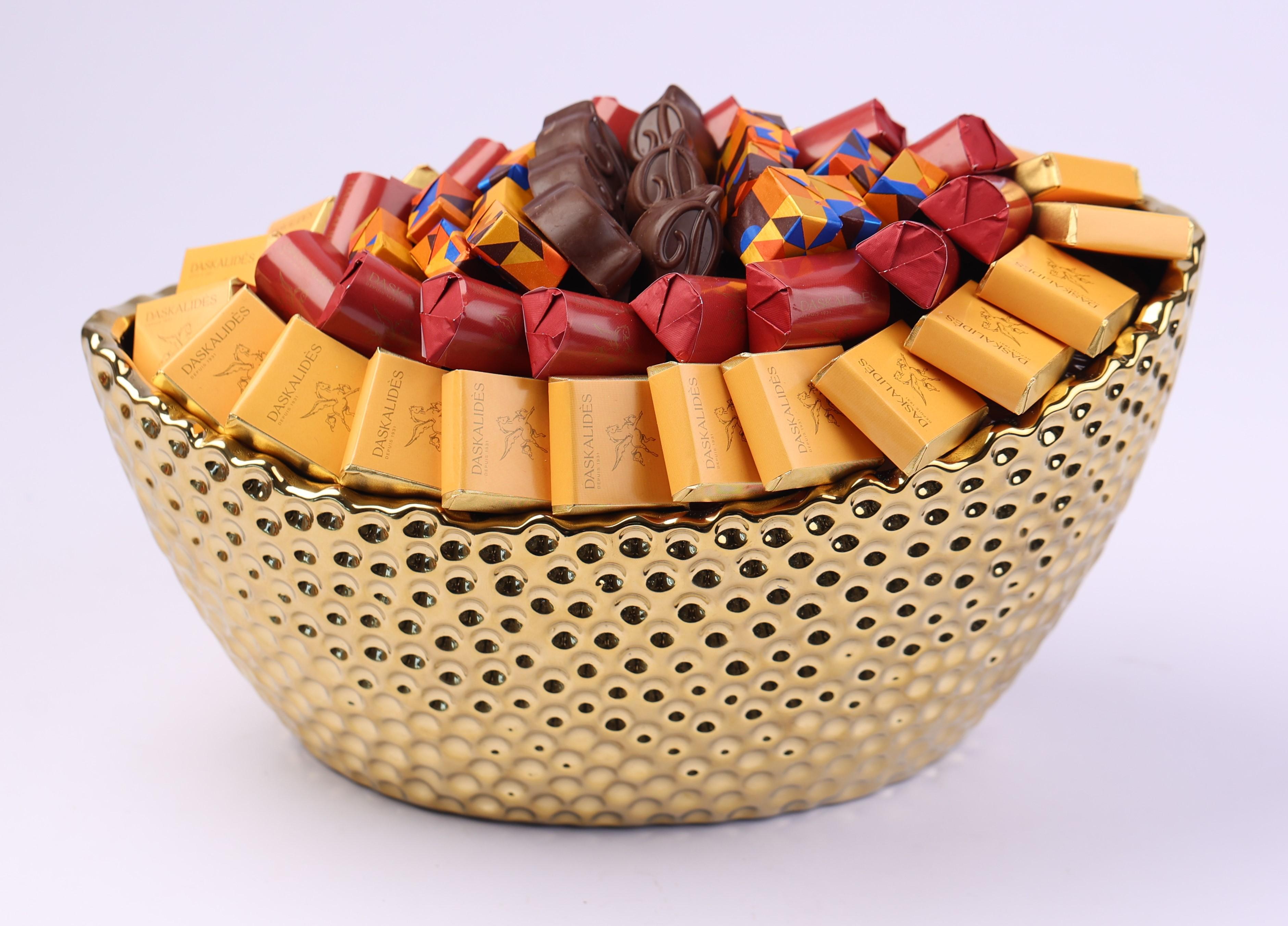 Coupe en céramique martelée dorée GM -800g