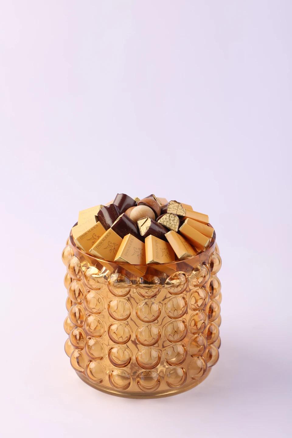 Pot en verre bullé ambré PM -300g