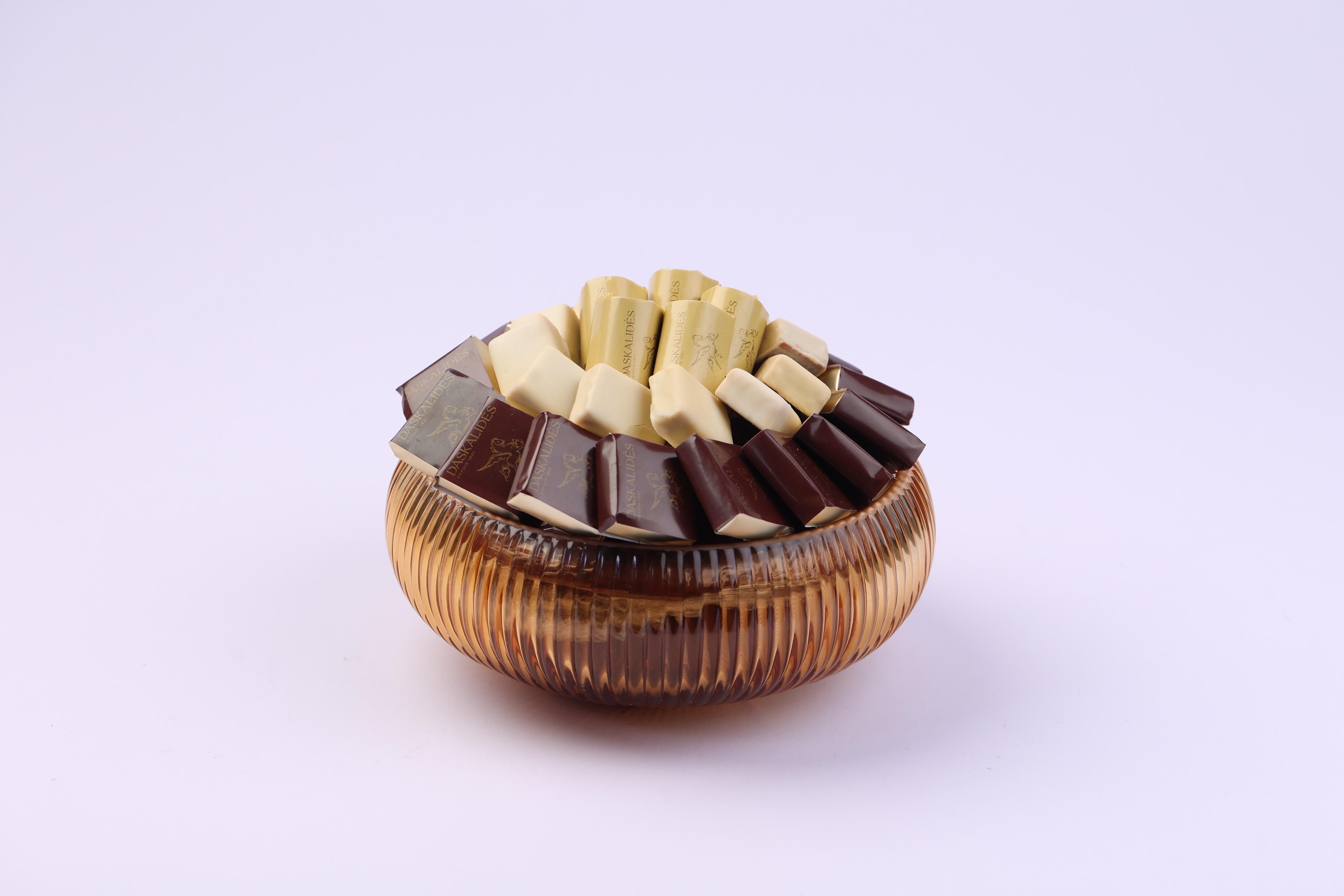 Bol en verre ambré strié MM -550g