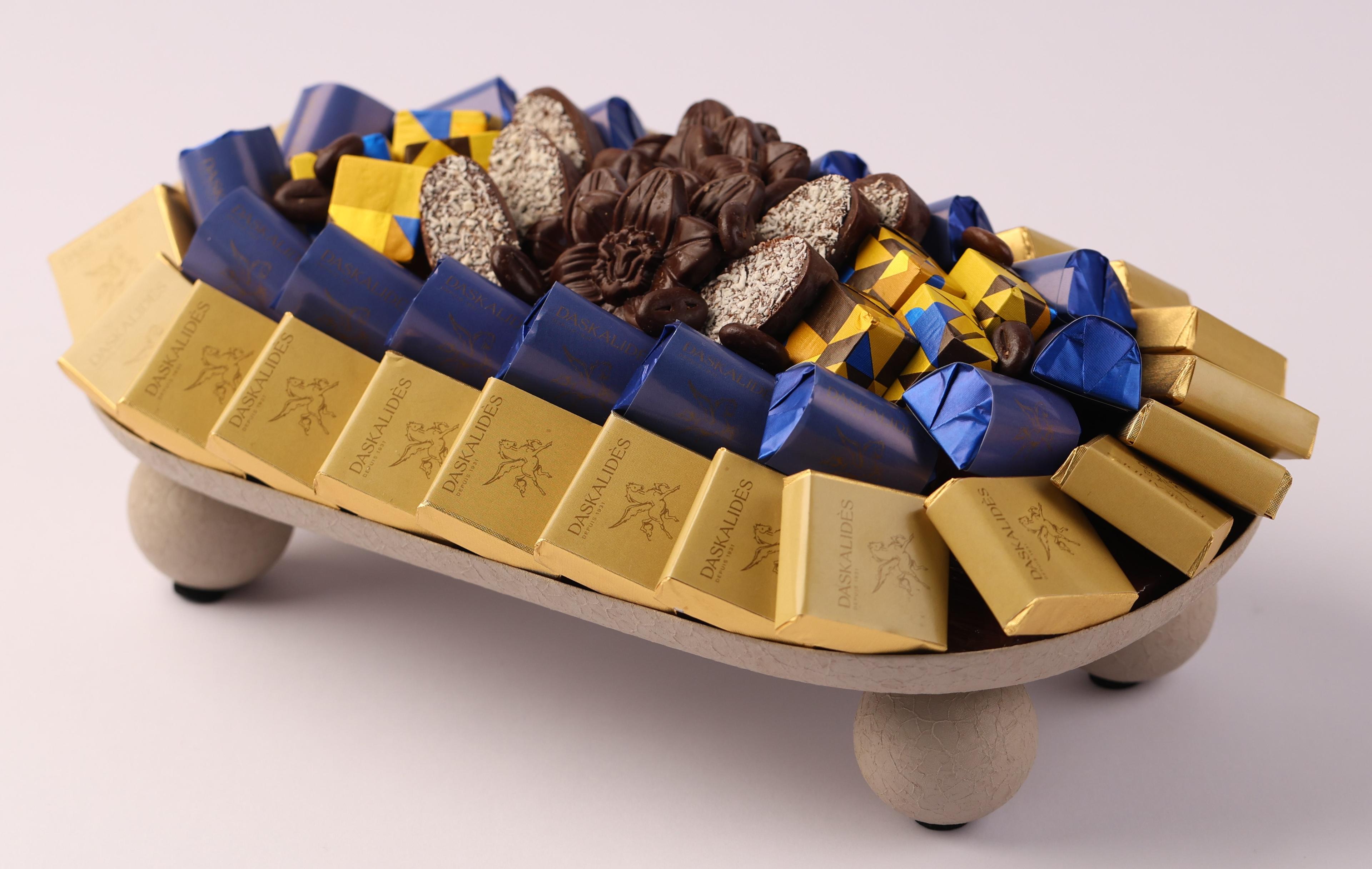 Plateau sur pieds sphériques Beige mat GM -750g