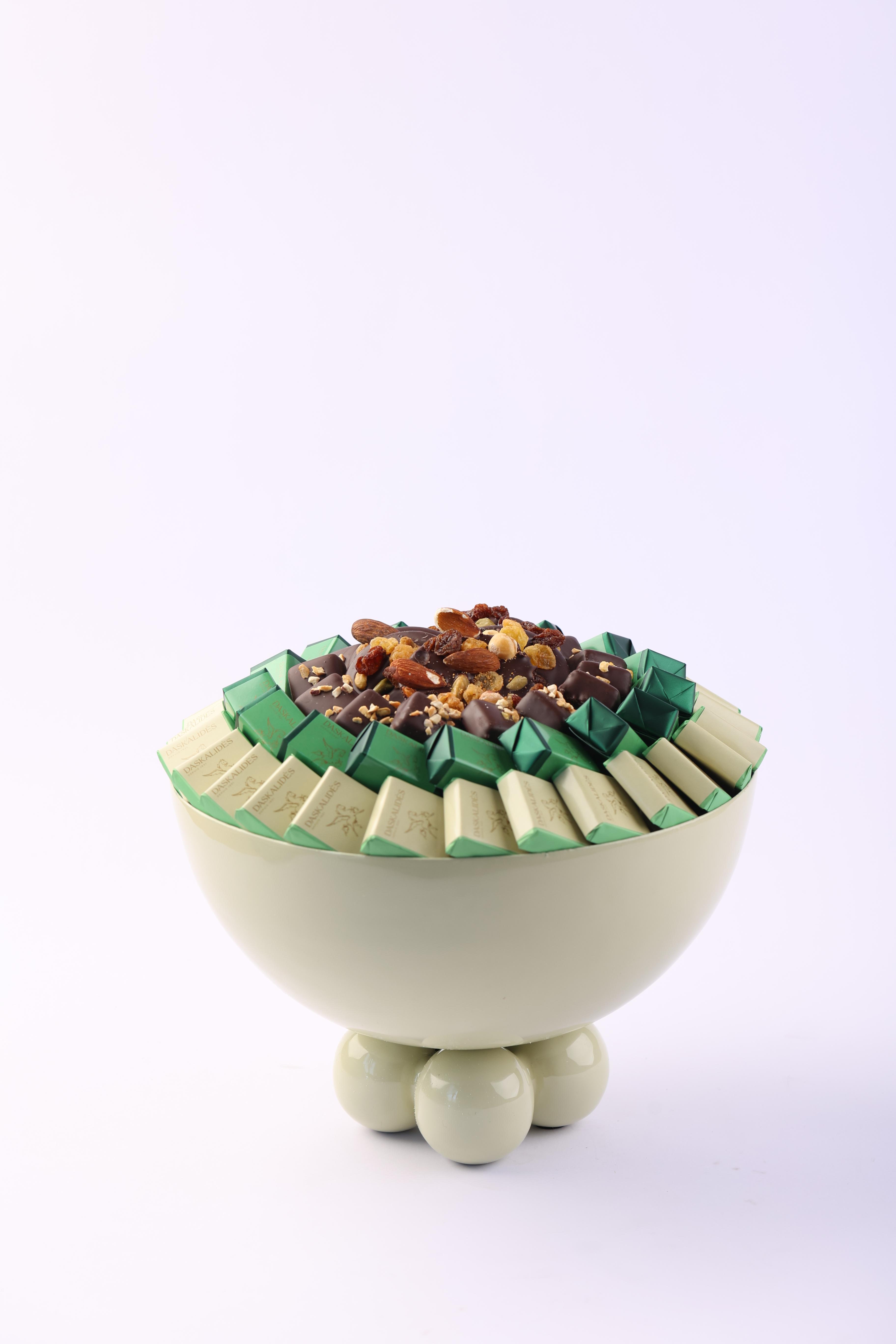 Bol ivoire sur pieds sphériques GM -850g