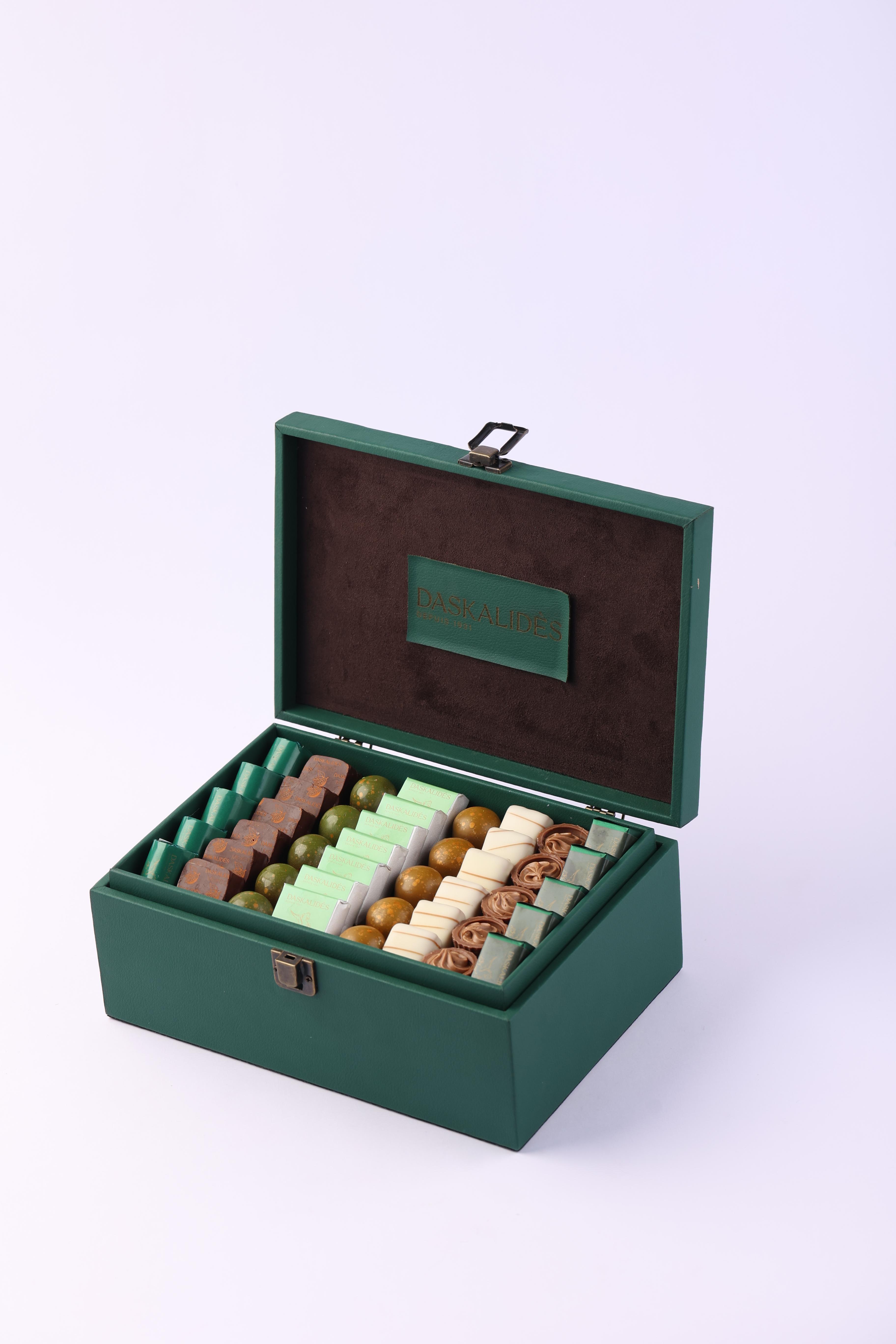 Coffret Prestige revêtement en simili cuir vert sapin PM -700g