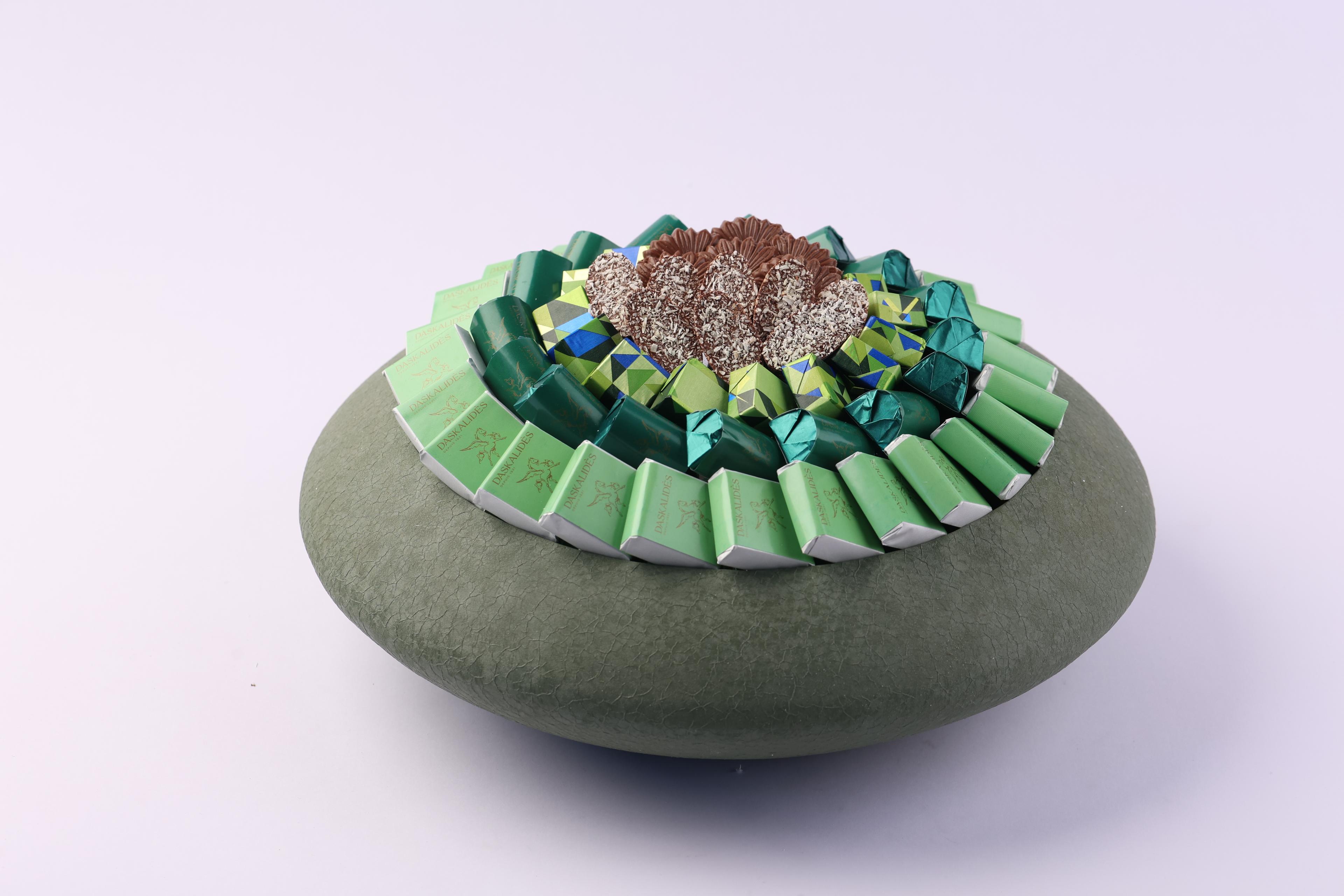 Cache pot design galet vert sauge GM -1kg