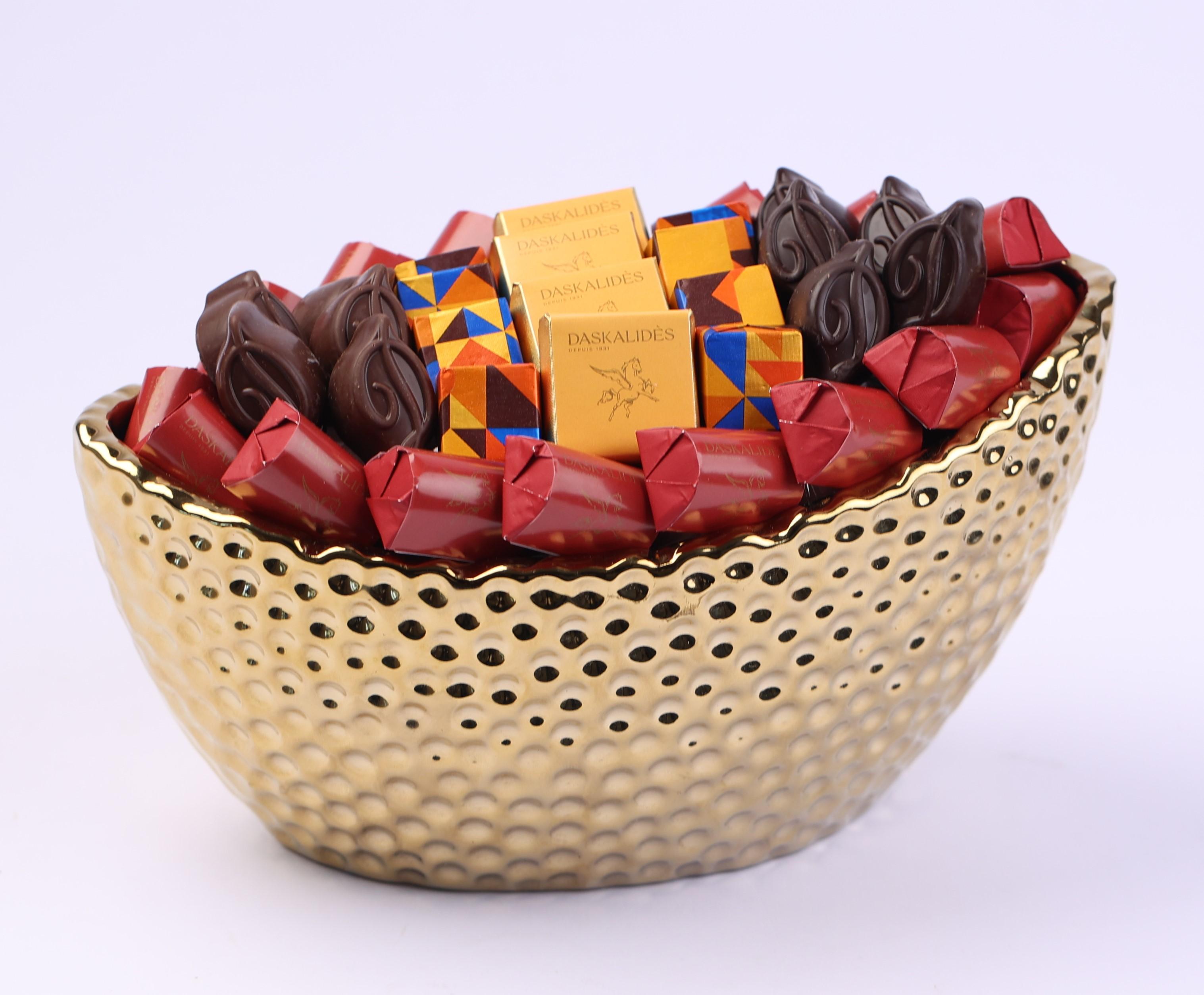 Coupe en céramique martelée dorée MM -600g