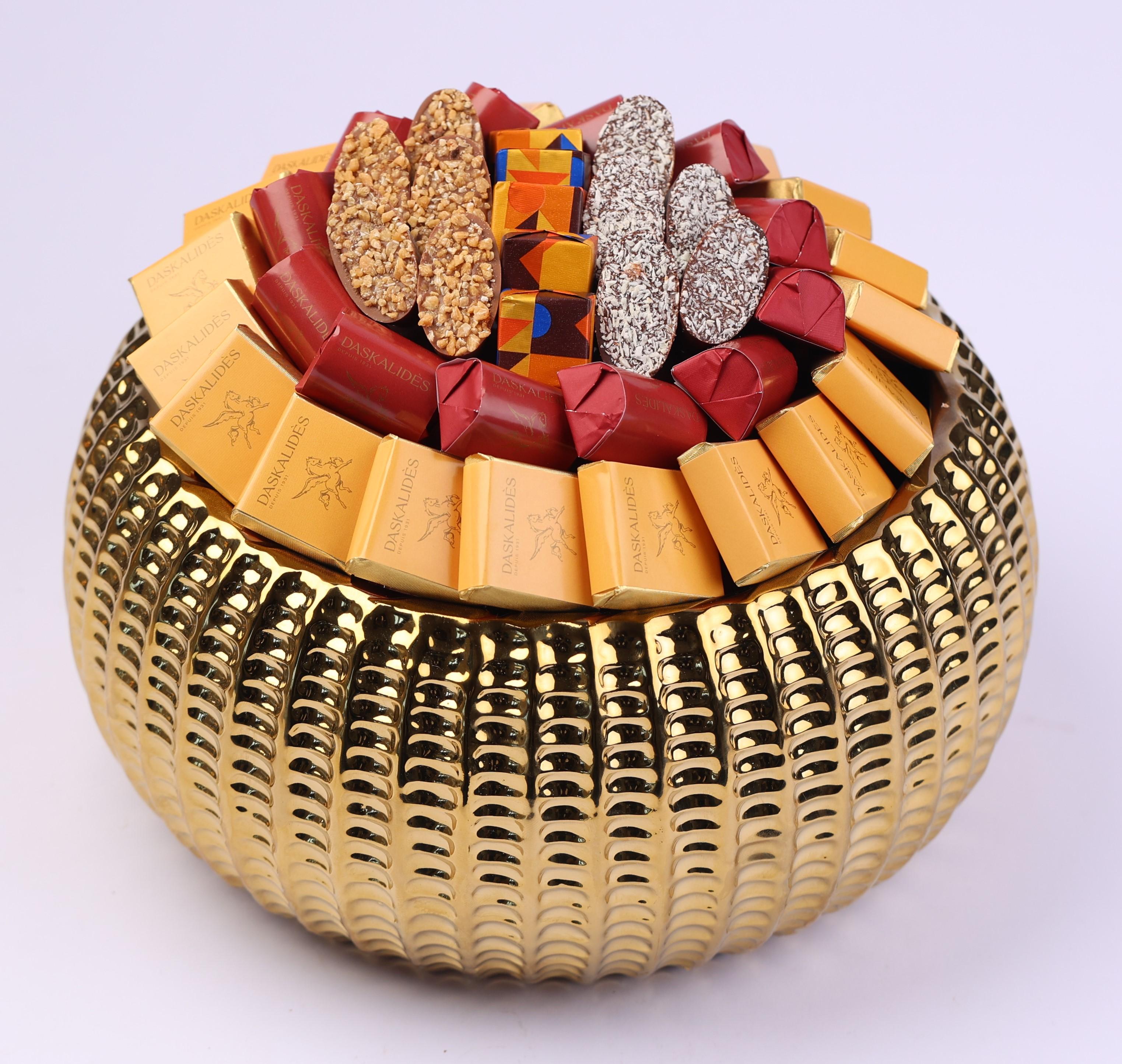 Bol rond en céramique doré martelé GM -700g