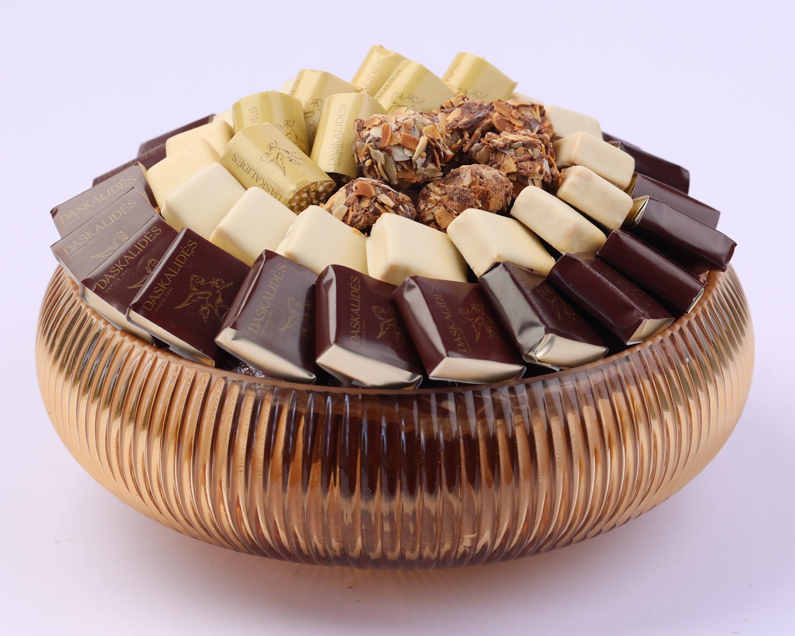 Bol en verre ambré strié GM -750g