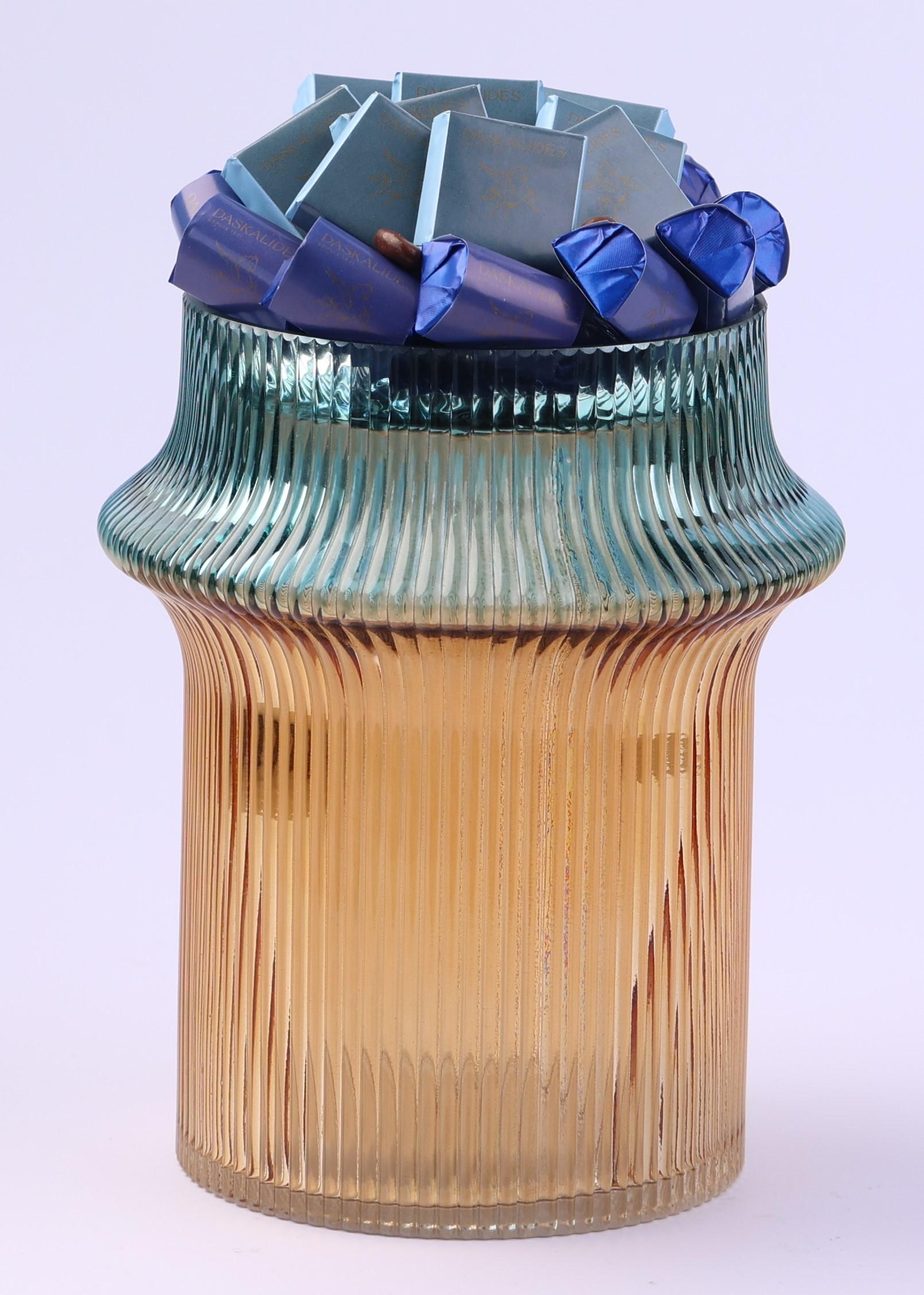 Vase en verre avec dégradé ambré & bleu Tiffany GM -350g