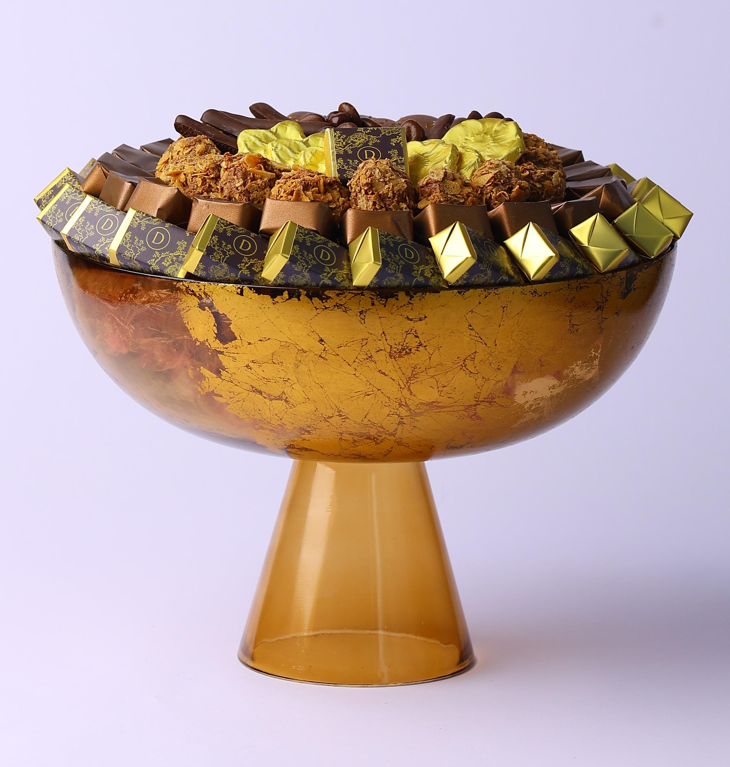 Coupe gold en verre avec pied GM -1,3kg