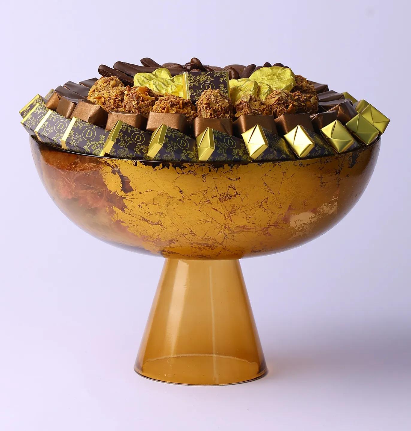 Coupe gold en verre avec pied GM -1,3kg
