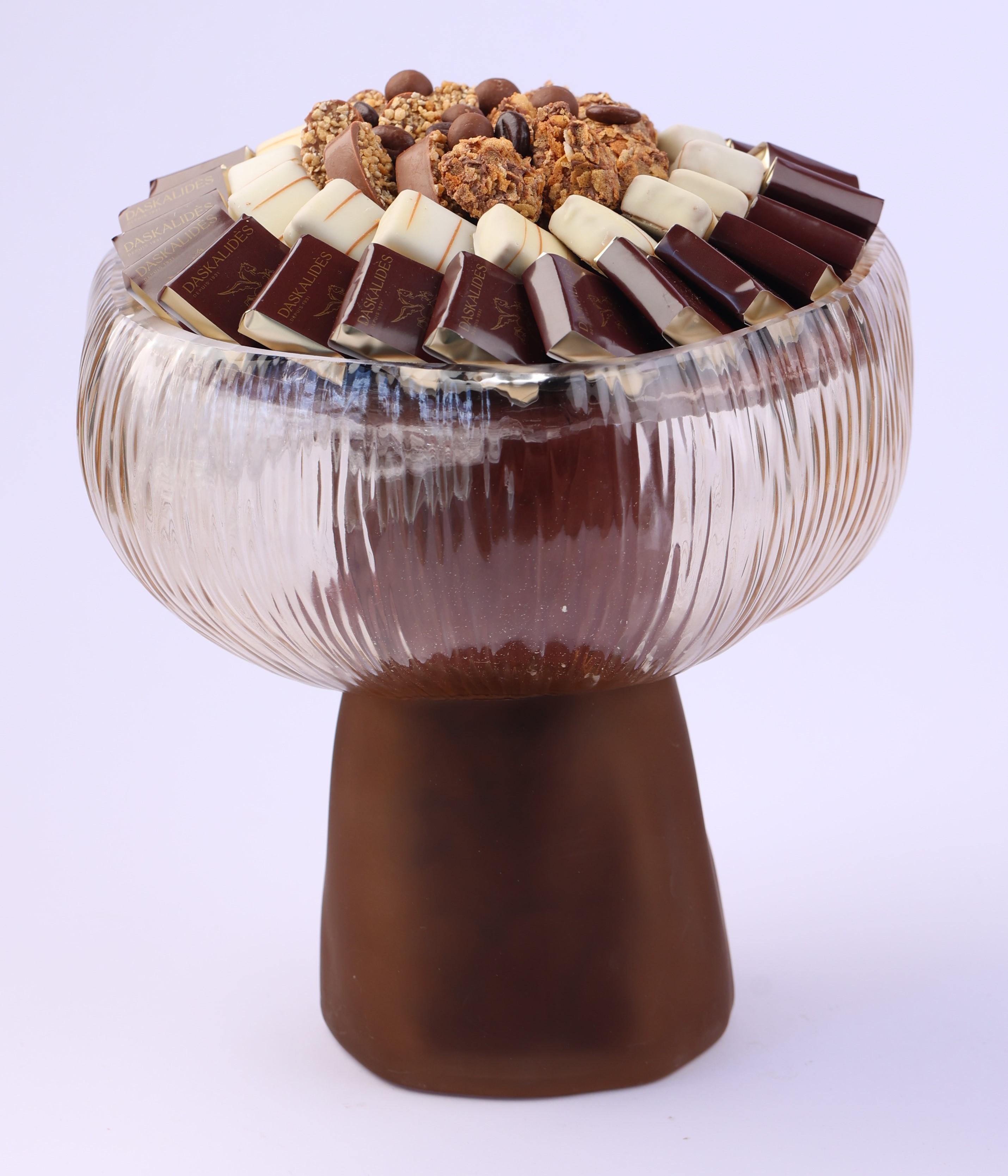 Coupe en verre ambré avec base tentée GM -800g