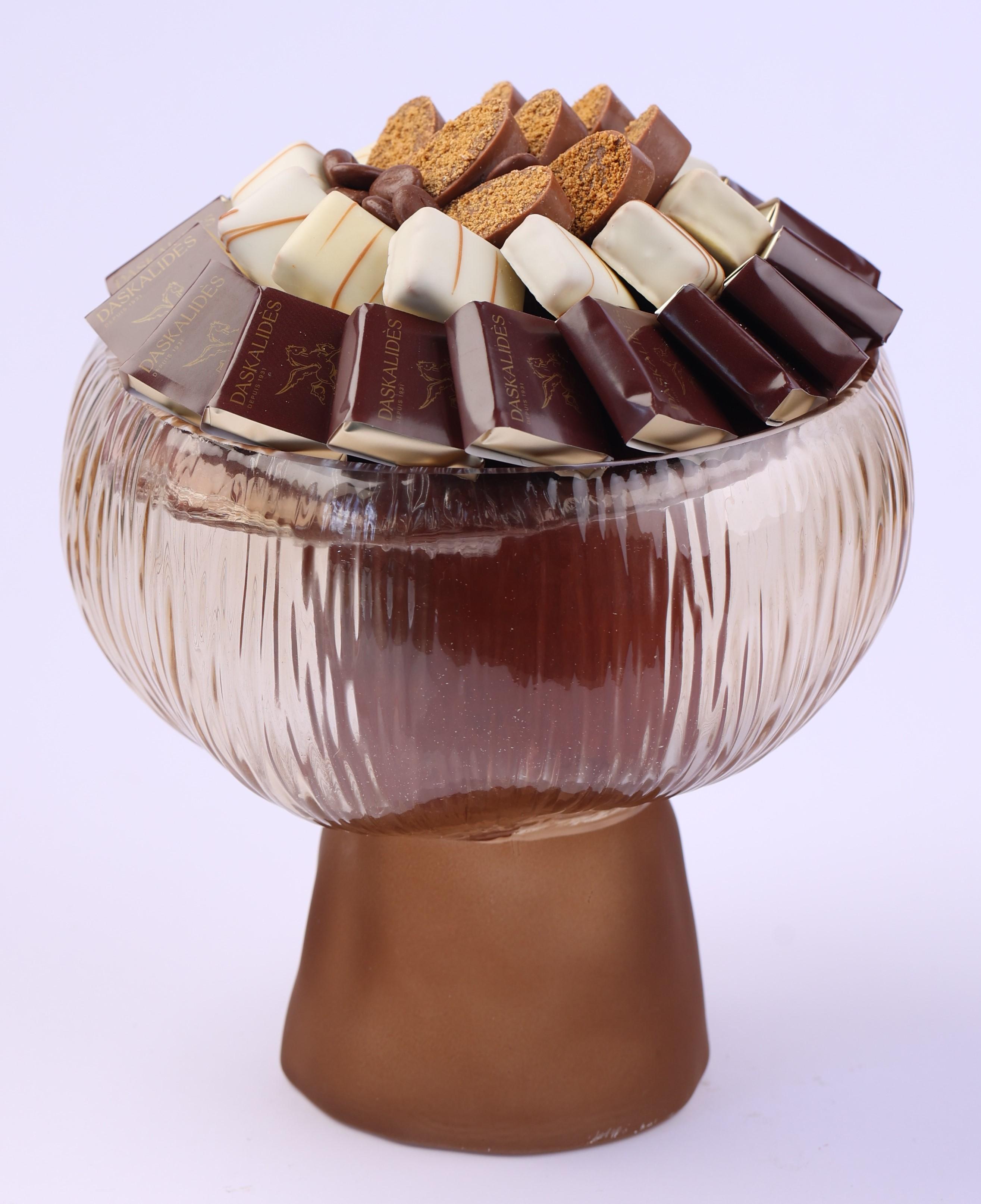 Coupe en verre ambré avec base tentée MM -600g