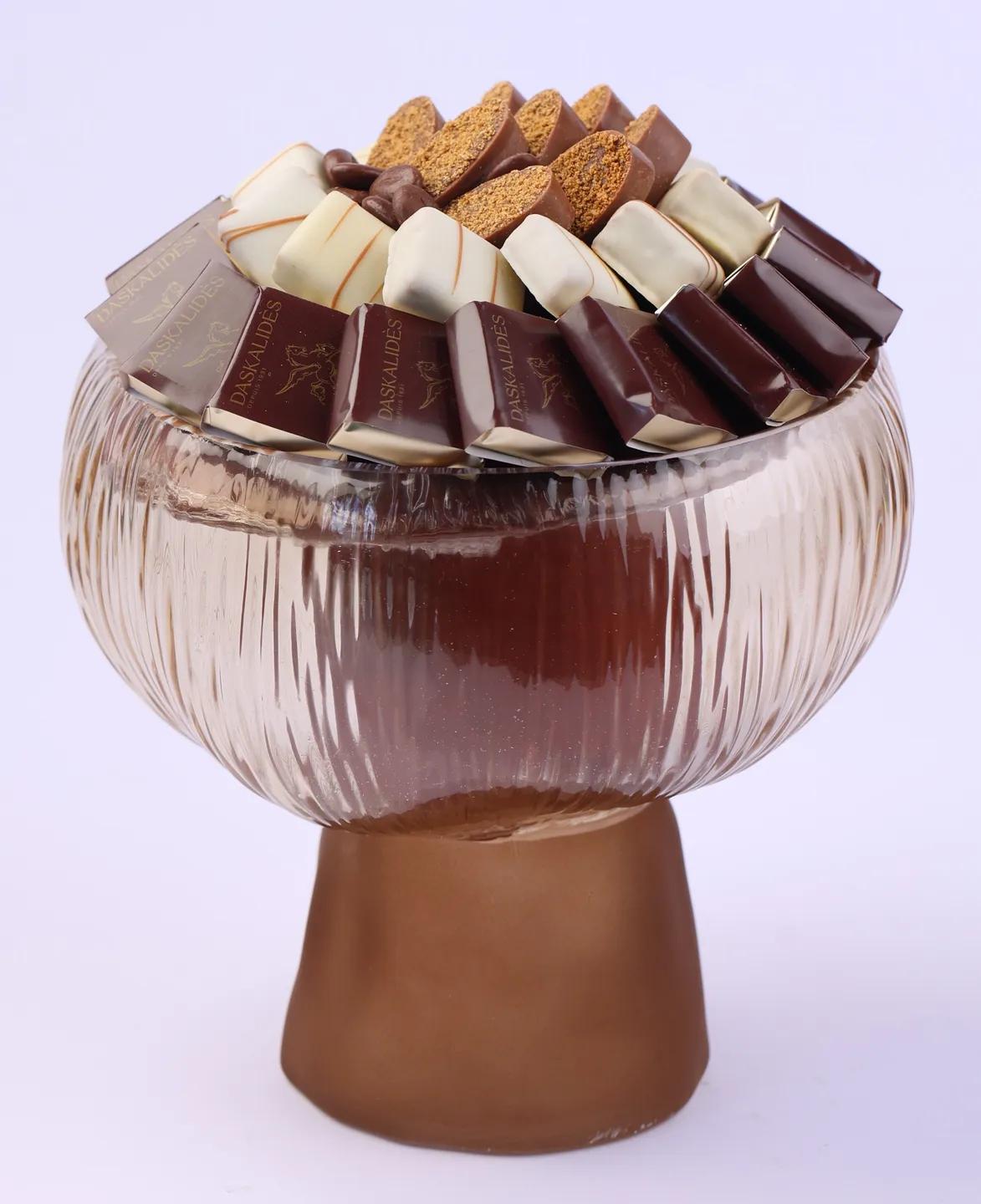 Coupe en verre ambré avec base tentée MM -600g