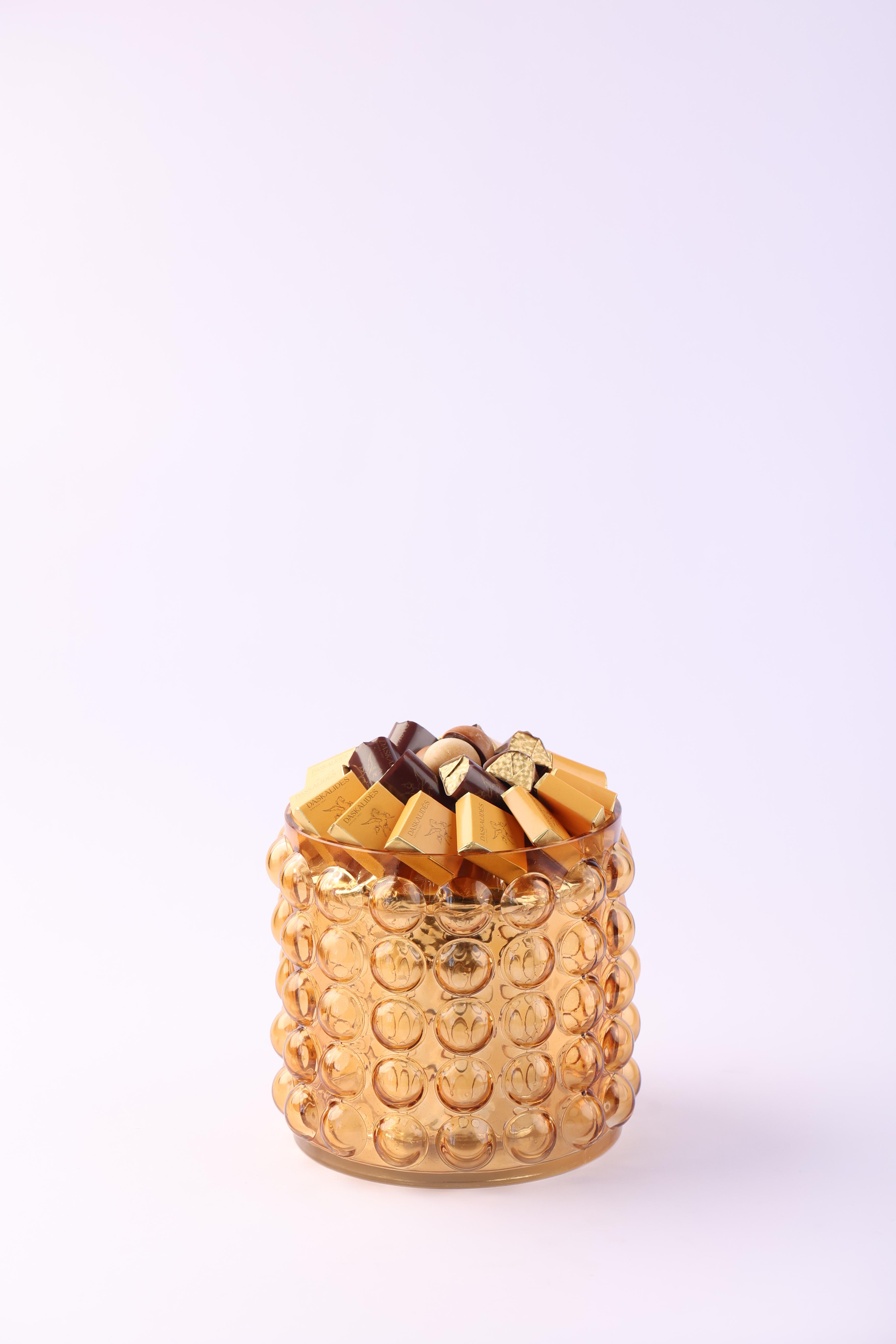 Pot en verre bullé ambré MM -650g