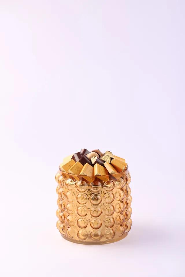 Pot en verre bullé ambré MM -650g