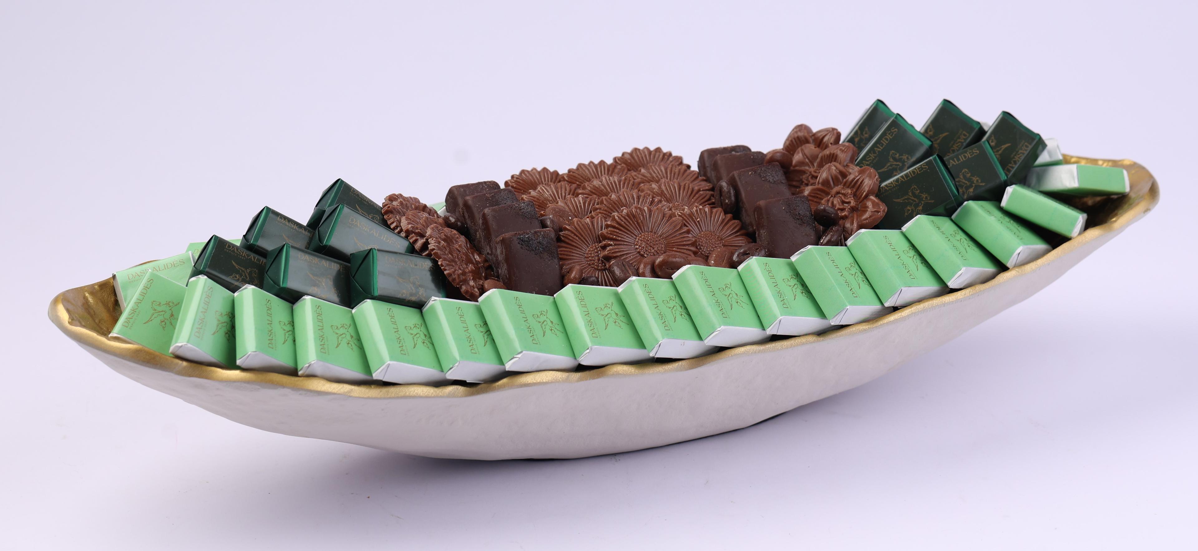 Centre de table feuille blanc patiné MM -1,2kg